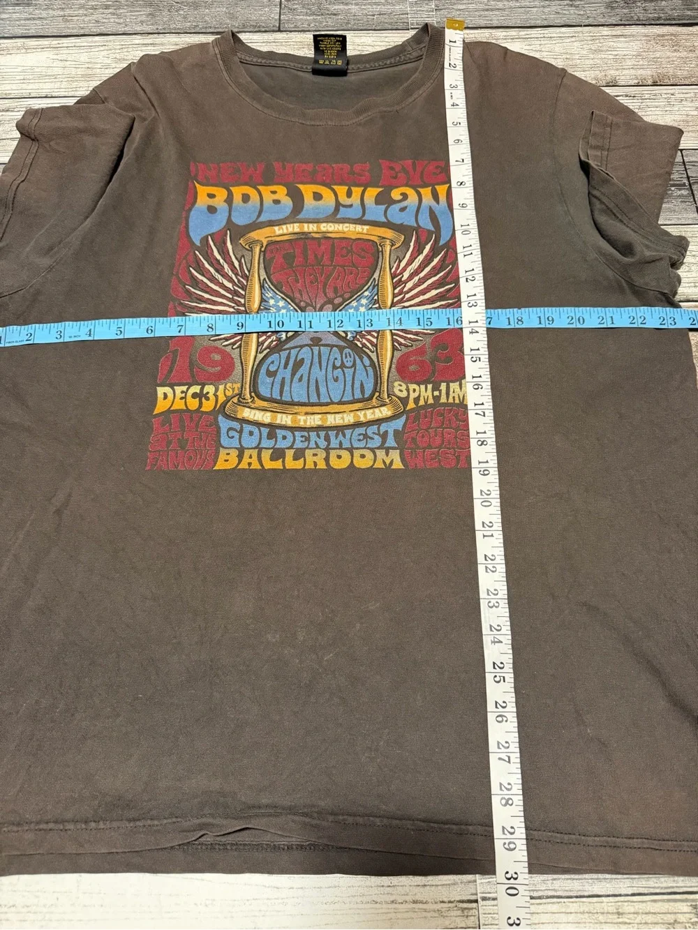 Vtg Lucky Brand Bob Dylan T Shirt Men’s XL Brown New Years Goldenwest Ballroom
